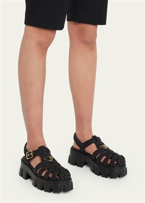 prada monolith raffia fisherman sandals|Prada Monolith Fisherman Sandal (Women) .